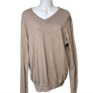 Frank & Oak Women's Cotton Cashmere V Neck Sweater Size XL Unisex Neutral